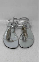 Load image into Gallery viewer, Jennifer Lopez Womens Flapper Silver-Tone Ankle Strap Thong Sandals Size 6M
