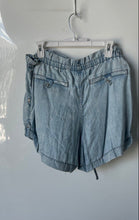 Load image into Gallery viewer, Gap Womens Blue Denim Pockets High-Waisted Drawstring Bermuda Shorts Size L
