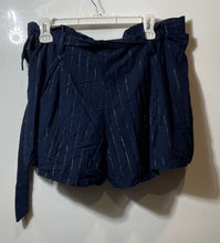 Load image into Gallery viewer, Kevingston Mujer Womens Blue Striped Flat Front Belted Paperbag Shorts Size 3
