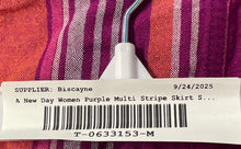 Load image into Gallery viewer, A New Day Womens Purple Striped Belted High Waist A-Line Skirt Size Medium
