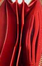 Load image into Gallery viewer, Michael Kors Womens Red Monogram Inner Divider Zip-Around Wristlet Wallet
