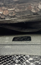 Load image into Gallery viewer, Vivi Zubedi Womens Black Snakeskin Leather Inner Pocket Crossbody Bag With Tag
