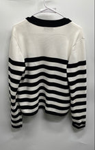 Load image into Gallery viewer, Karl Lagerfeld Womens White Black Striped Open Front Cardigan Sweater Size M
