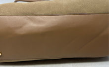 Load image into Gallery viewer, Joan &amp; David Womens Dark Beige Suede Double Handle Shoulder Bag With Tags
