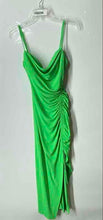 Load image into Gallery viewer, Zara Womens Green Sleeveless Ruched Cowl Neck Wrap Dress Size Small
