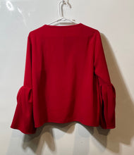 Load image into Gallery viewer, Zara Womens Red 3/4 Bell Sleeve Round Neck Pullover Blouse Top Size Large
