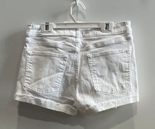 Load image into Gallery viewer, Abercrombie &amp; Fitch Womens White Denim Mid Rise Cuffed Cut-Off Shorts Size 27/4R
