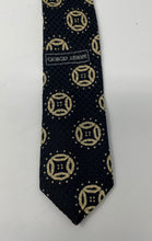 Load image into Gallery viewer, Giorgio Armani Mens Black Beige Keeper Loop Adjustable Pointed Tie
