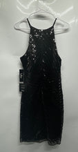 Load image into Gallery viewer, Lulus Womens Black Halter Neck Back Zip Sequin Bodycon Dress Size M With Tag
