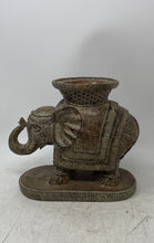 Load image into Gallery viewer, Vintage Elephant Pillar Intricate Carvings And Ceremonial Saddle Candle Holder
