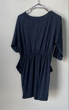 Load image into Gallery viewer, Forever 21 Womens Navy Blue 3/4 Sleeve Surplice Neck Short Mini Dress Size M
