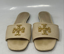 Load image into Gallery viewer, Authentic Tory Burch Womens Cream Leather Slide Sandals Size 8.5M Damaged

