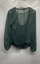 Load image into Gallery viewer, Abercrombie &amp; Fitch Womens Green Polka Dot Sheer Long Sleeve Blouse Top Size M
