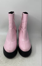 Load image into Gallery viewer, Asos Womens Pink Leather Side Zip Round Toe Block Heel Ankle Booties Size 11
