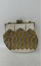 Load image into Gallery viewer, Unbranded Womens Silver Gold White Geo Beaded Kiss Lock Evening Clutch Purse
