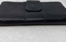 Load image into Gallery viewer, Fossil Womens Black Leather Credit Card Slot Flap Zipper Bifold Wallet
