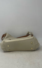 Load image into Gallery viewer, Valentina Womens White And Brown Pebbled Leather Zip Top Crossbody Handbag
