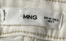 Load image into Gallery viewer, Mango Womens White Denim 5-Pocket Design Frayed Hem Straight Jeans Size 8
