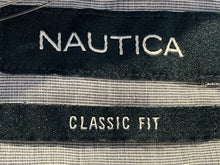 Load image into Gallery viewer, Nautica Mens Blue White Geometric Cotton Classic Fit Button-Up Shirt Size XL
