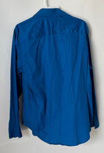 Load image into Gallery viewer, Calvin Klein Mens Blue Slim Fit Stretch Long Sleeve Dress Shirt Size 15 1/2
