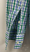 Load image into Gallery viewer, Hugo Boss Mens Green Blue White Gingham Long Sleeve Slim Fit Dress Shirt Sz 17.5
