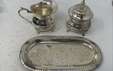 Load image into Gallery viewer, Vintage International Silver Co. Silver-Tone Creamer &amp; Sugar Bowl Tray Set
