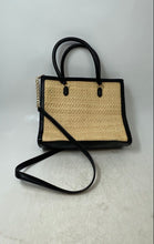 Load image into Gallery viewer, Victoria’s Secret Womens Black Beige Raffia Double Handle Satchel Purse

