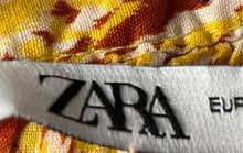 Load image into Gallery viewer, Zara Womens Yellow Print Long Sleeve Split V-Neck Pullover Tunic Blouse Size L
