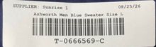 Load image into Gallery viewer, Ashworth Mens Blue Long Band Sleeve V-Neck Ribbed Hem Pullover Sweater Size L
