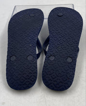 Load image into Gallery viewer, Authentic Tory Burch Womens Blue Monogram Slip-On Flip Flop Sandals Size 8
