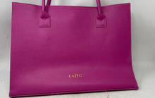 Load image into Gallery viewer, LA/TC Womens Pink Vegan Leather Double Handles Rectangle Magnetic Tote Bag
