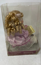 Load image into Gallery viewer, Gift Gallery Animated Wind Up Musical Purple Dress Curly Hair Porcelain Doll
