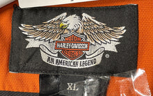 Load image into Gallery viewer, Harley-Davidson Mens Black Orange Colorblock Short Sleeve Button-Up Shirt Sz XL
