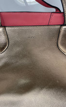 Load image into Gallery viewer, Aldo Womens Gold Metallic Leather Inner Pocket Double Strap Large Tote Handbag
