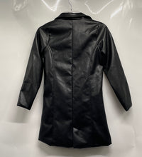 Load image into Gallery viewer, Girls First Girls Black Faux Leather 3/4 Sleeve Button Front Jacket Size 12
