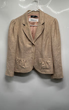Load image into Gallery viewer, JON Womens Beige Gold Long Sleeve Three-Button Blazer Size Medium
