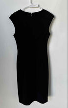 Load image into Gallery viewer, Calvin Klein Womens Black Cap Sleeve Ruched Sunburst Sheath Dress Size 2
