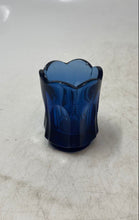 Load image into Gallery viewer, Vintage Cobalt Blue Pressed Glass Scalloped Edge Toothpick Holder
