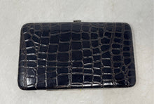 Load image into Gallery viewer, Cache Womens Black Crocodile Embossed Leather Card Slot Bifold Wallet With Box
