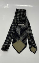 Load image into Gallery viewer, Giorgio Armani Mens Black Gray Geometric Keeper Loop Adjustable Pointed Tie
