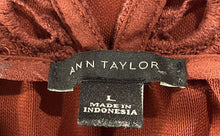 Load image into Gallery viewer, Ann Taylor Womens Brown Eyelet Long Sleeve Round Neck Blouse Top Size Large
