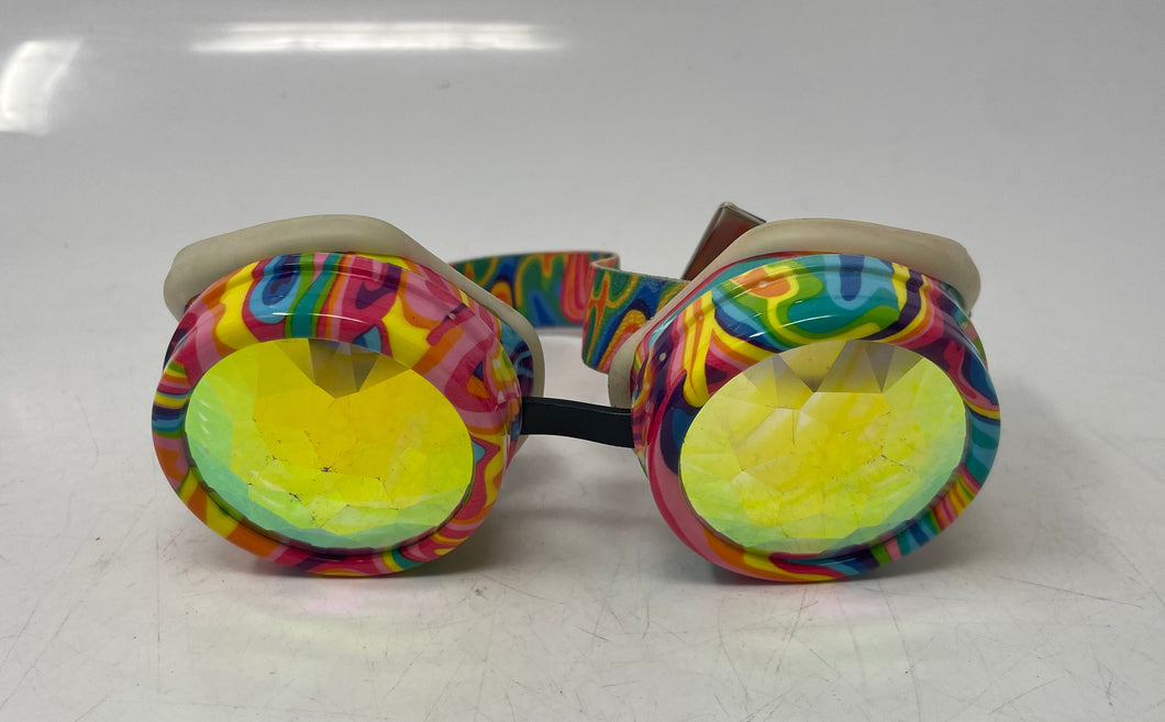 Multicolor Rainbow Glasses Adjustable Strap Steampunk Rave Goggles For Kids