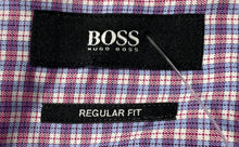 Load image into Gallery viewer, Hugo Boss Mens Purple Blue Plaid Regular Fit Collared Dress Shirt Size 16 1/2
