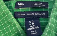 Load image into Gallery viewer, Gap Mens Green Check Long Sleeve Spread Collar Classic Fit Button-Up Shirt Sz M
