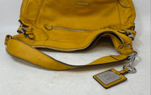 Load image into Gallery viewer, Etienne Aigner Womens Yellow Pebbled Leather Studded Zip Top Shoulder Purse

