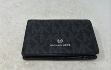 Load image into Gallery viewer, Michael Kors Womens Black Gray Signature Print ID &amp; Card Slots Bifold Wallet
