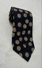 Load image into Gallery viewer, Countess Wara Mens Black Beige Polka Dot Adjustable Pointed Tie One Size
