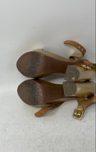 Load image into Gallery viewer, Ecocueros Womens Gold-Tone Leather Block Heel Platform Sandals Size EUR 37
