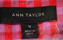 Load image into Gallery viewer, Ann Taylor Womens Pink Gingham Flat Front Straight Leg Trouser Pants Size 12
