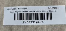 Load image into Gallery viewer, Ann Taylor Weekend Womens Beige Short Sleeve Collared Polo Shirt Size L
